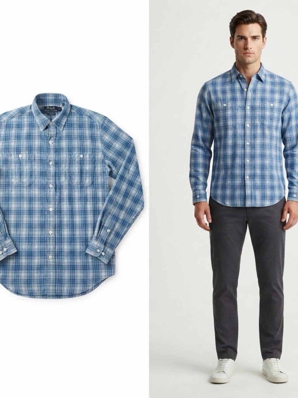 Ralph Lauren Blue Plaid Long-Sleeve Button-Down Shirt Small